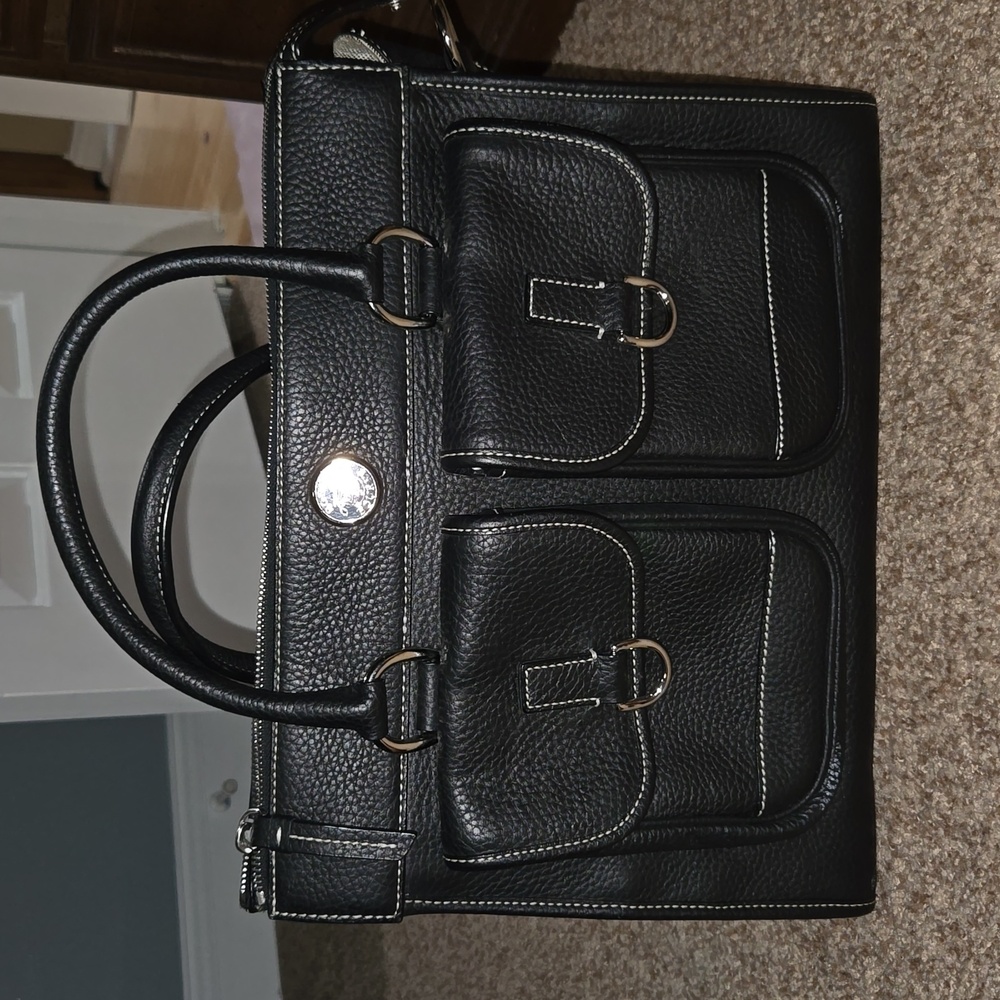 Dooney & Bourke Double Pocket Tote Black Leather